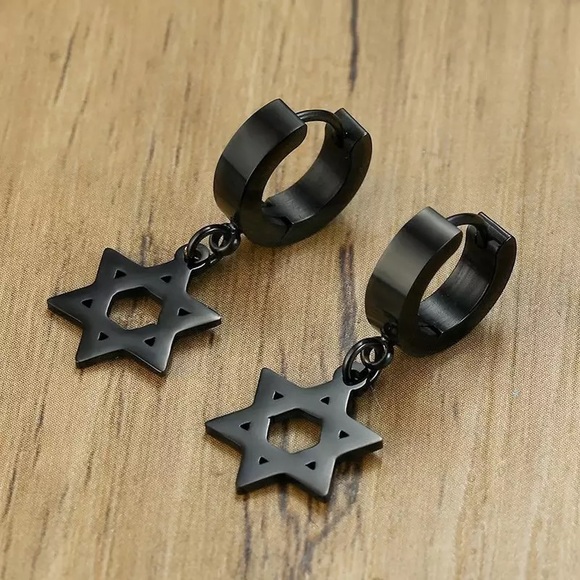 Unique Hexagram Hoop Star Earring - Picture 4 of 6